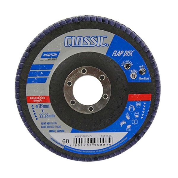 Disco de desbaste para metais 115x22mm grão 60 preto Norton