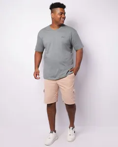 Bermuda Plus Size Masculina Moletinho Cargo Bege G1