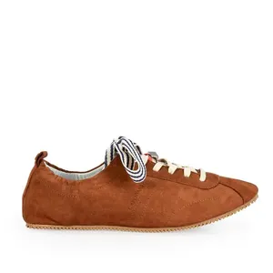 Tênis Ballerina Marrom de Couro Suede 5 Pins + 1 Atacador Marinho 39