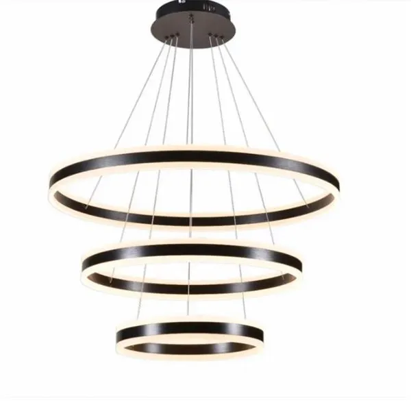 Pendente Dcd03019 com 3 Anéis 40-60-80CM 226W 3000K Luz Direta e Indireta Preto Casa Chafariz Pendente Dcd03019 3 Anéis 40-60-80CM 226W 3000K Luz Direta e Indireta Preto Casa Chafariz