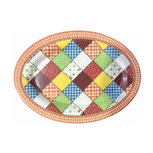 Travessa Oval Melamina Florarte Retalhos 35x25cm (MP)