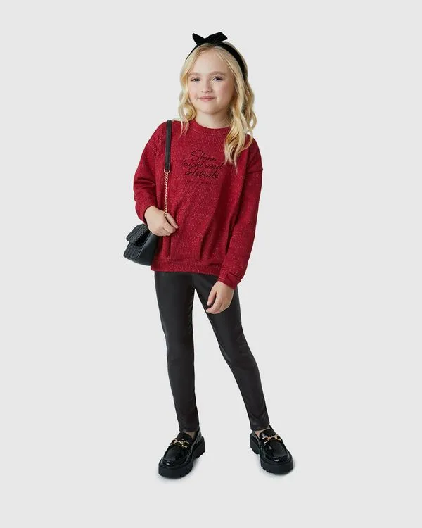 Conjunto Menina Blusão Shine Bright And Celebrate - Carinhoso Vermelho - 6