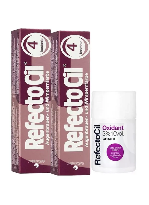Kit Refectocil 2 Tinta + 1 Oxidante Creme N° 4 Acaju