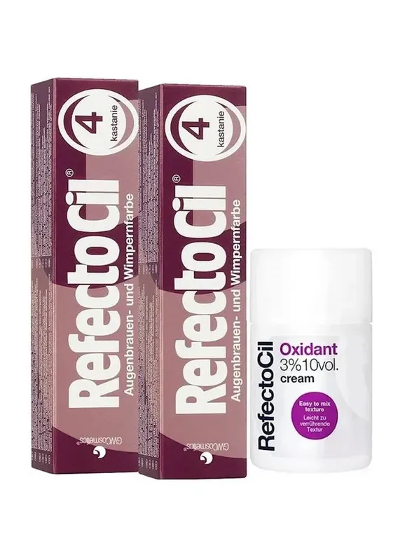 Kit Refectocil 2 Tinta + 1 Oxidante Creme N° 4 Acaju