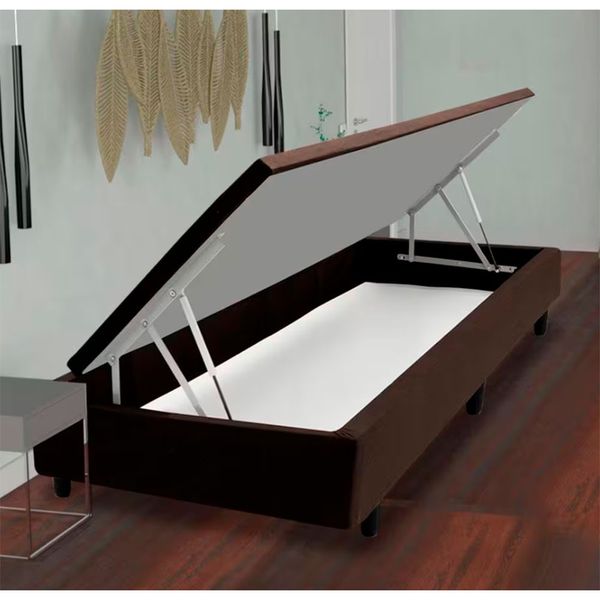 Base Box para Colchão de Solteiro MGA Lift Cotton com Baú e Pistão à Gás - 39x88x188cm Marrom