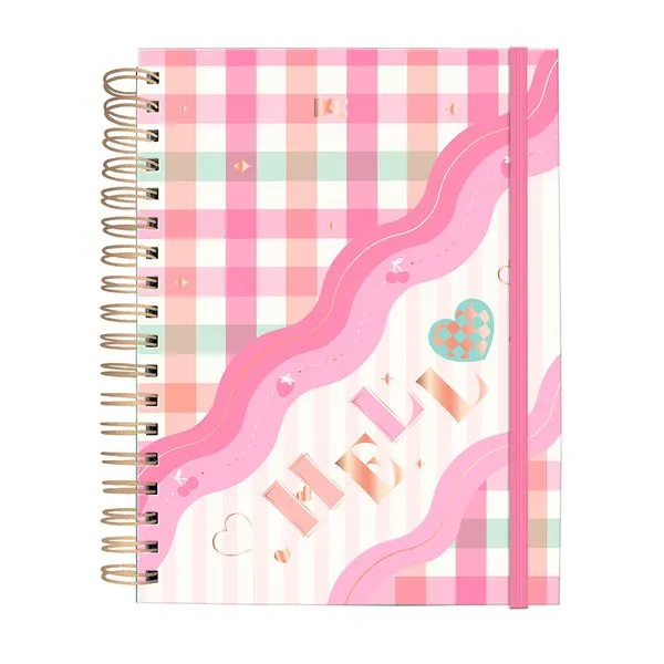 Caderno Colegial Smart Hello Diagonal Capa Dura Com Elástico 80 Folhas 5500 - Dac