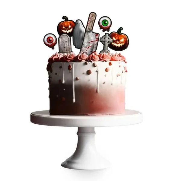 Topo De Bolo Cenário Halloween - 8 Unidades