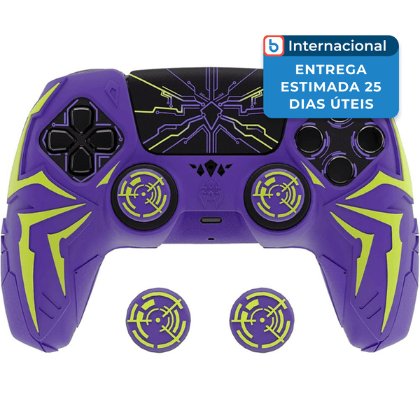 Capa para Controle PS5 Aranha Cibernética PlayVital Verde/Roxo A-MBI