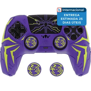 Capa para Controle PS5 Aranha Cibernética PlayVital Verde/Roxo A-MBI
