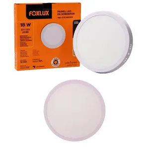 Kit 2 Painel Led Foxlux Redondo Sobrepor 18w 4000k Branco