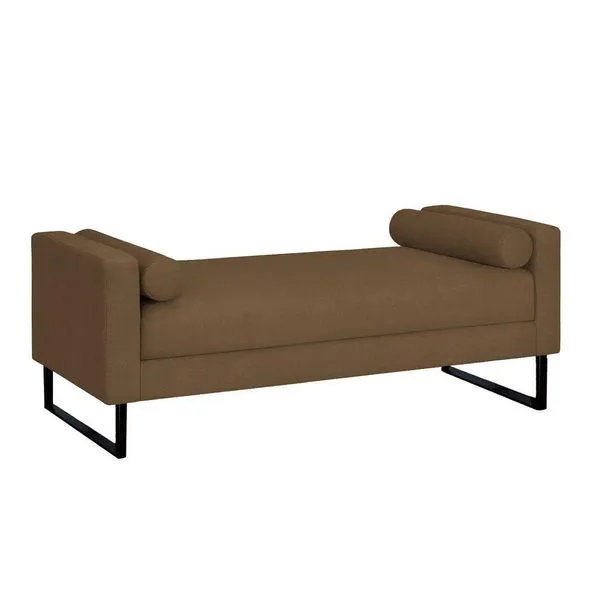 Recamier Berlim Base Metal 1,20m Suede Marrom - Inova Decorações