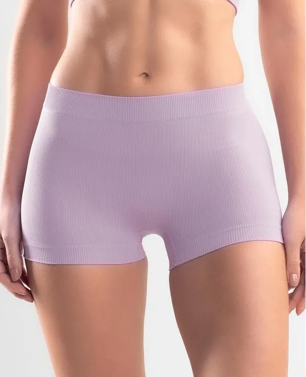 CALCINHA BOYSHORT CANELADA MICROFIBRA SEM COSTURA LILÁS P