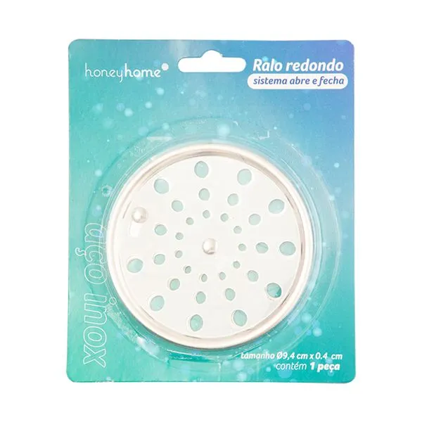 Ralo de Banheiro Redondo Antiodor Abre e Fecha Inox 9,4x9,4x0,3cm LM4272 - honeyhome