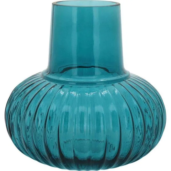 Wave Vaso 18X18X18Cm Vidro Azul
