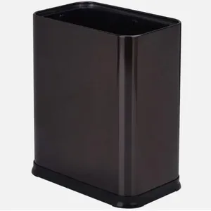 Lixeira 10l Sem Tampa Inox Preta Cesto Luxo Black