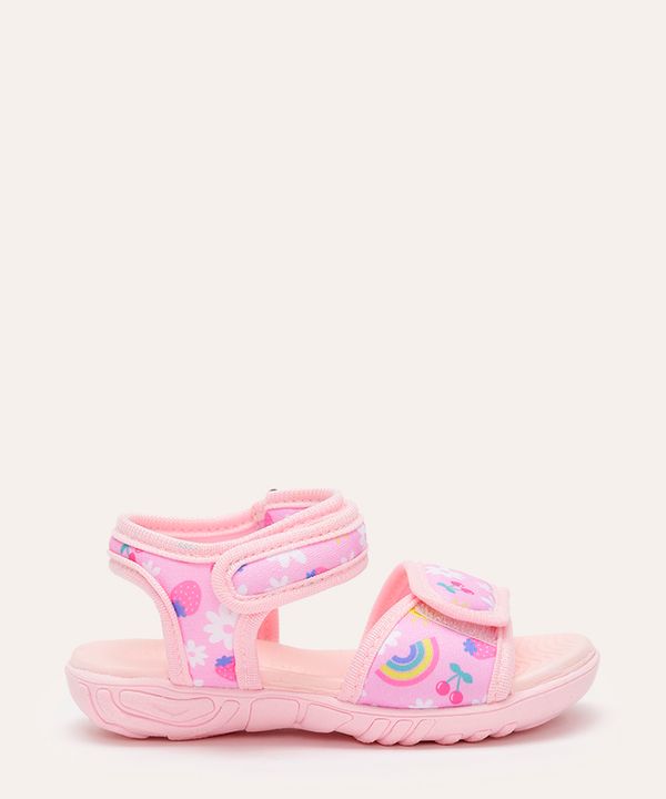 papete com velcro infantil arco íris rosa 26