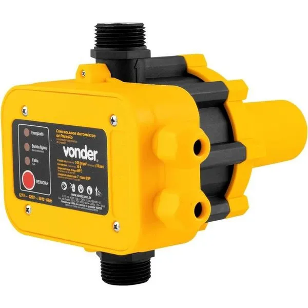 Controlador de Pressão Eletrônico Bivolt com Proteção IP65 e Fluxostato Integrado Preto Vonder Controlador de Pressão Eletrônico Bivolt IP65 Fluxostato Preto Vonder