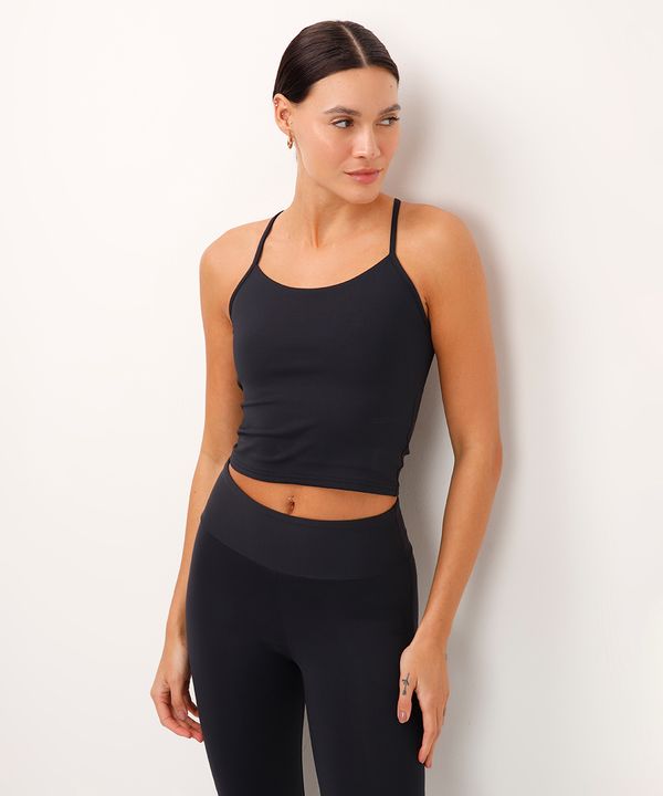 regata esportiva cropped decote nadador preta GG