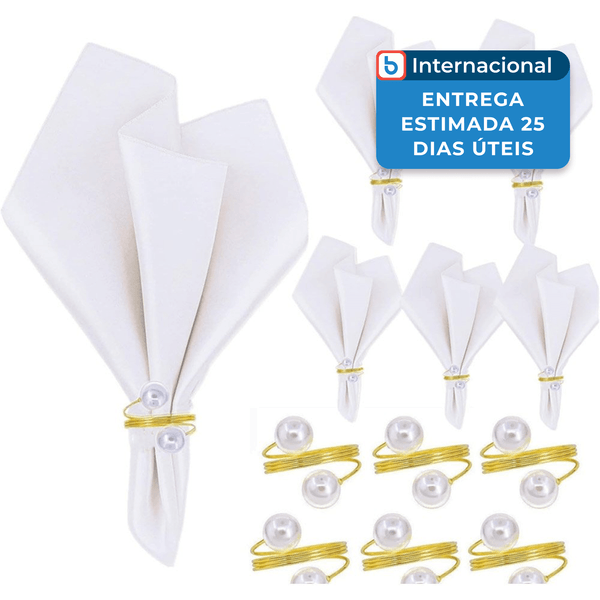 Conjunto de Guardanapos 12 Unidades Elehere 43,2 x 43,2 cm Branco A-MBI