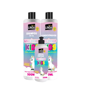 Kit Sallon Linda Shampoo + Condicionador + Creme Pentear Kids Unicórnio