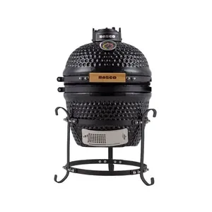 Churrasqueira Kamado Mini Da Rasco Preto Com Grelha Em Aço Inox E Suporte. Ideal Para Até 3 Pessoas Preto