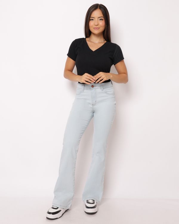 Calça Jeans Feminina Flare Azul Claro 44