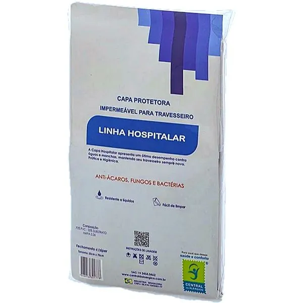 Capa Impermeável Travesseiro Bebê Napa Hospitalar com Zíper 30x50cm