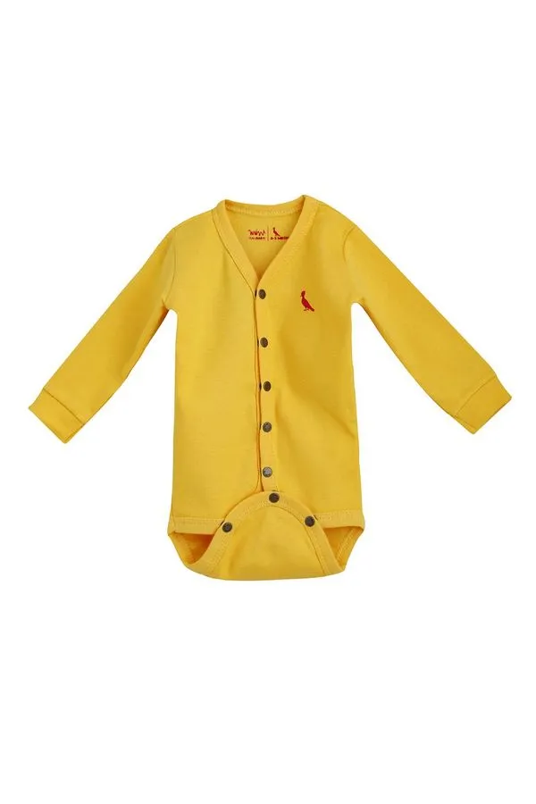 Macacao Mini Baby Aberto Ml Amarelo - 3-6