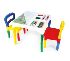 Mesinha Didática Infantil Colorida com 02 cadeirinhas