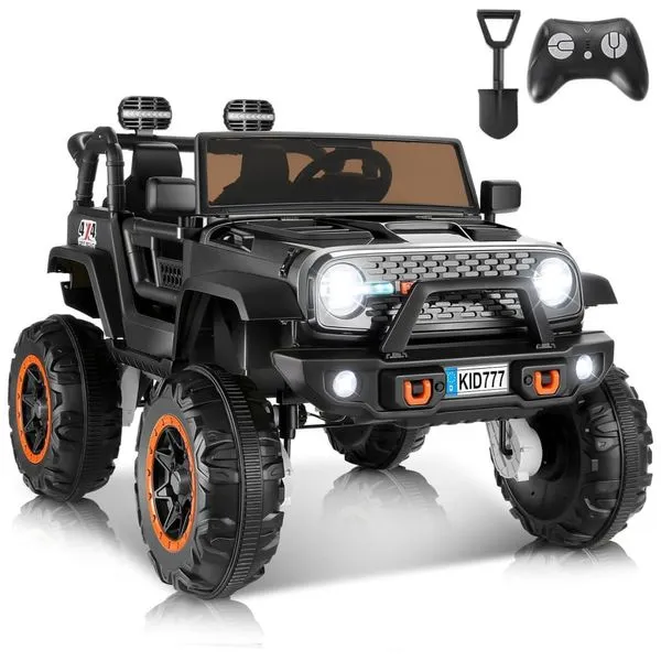 Carro Elétrico Infantil, Jeep 4x4 com Controle Remoto, 2 Lugares, Música via Bluetooth e Luzes LED, 24V, Hikole, Preto 110v