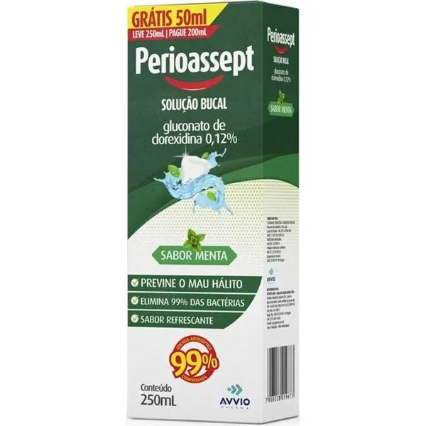 Perioassept Enxaguante Antisséptico Bucal Com Álcool Sabor Menta 250ml