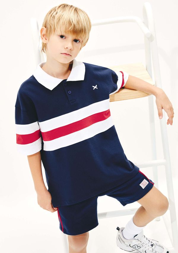 Bermuda 1880 Infantil Menino Com Patch - Azul 012