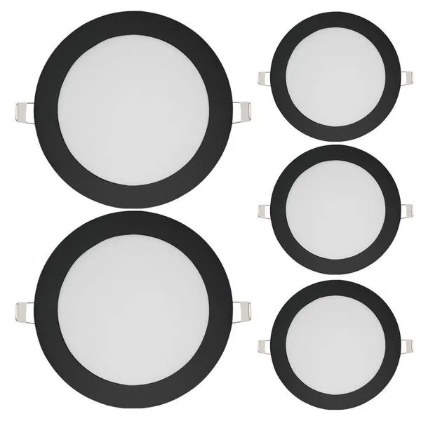 Kit 5 Painéis LED Redondo Embutir 12W 4100K Bivolt Preto Blumenau Iluminação