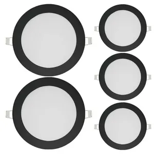Kit 5 Painéis LED Redondo Embutir 12W 4100K Bivolt Preto Blumenau Iluminação