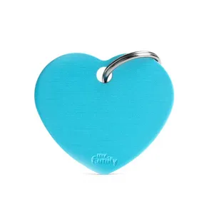 Placa de Identificação Coração Alumínio Azul Claro MyFamily G