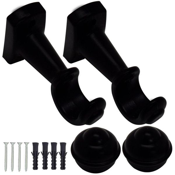 Kit Varão 2m Slim 28mm Bella Arte Preto Fosco