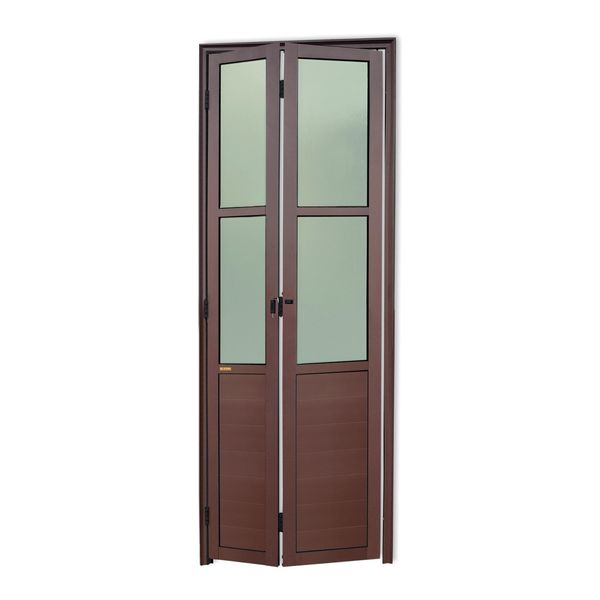 Porta Alumínio Camarão Lambril/Vidro D.L25 Marrom Corten 80 V.Boreal Brimak