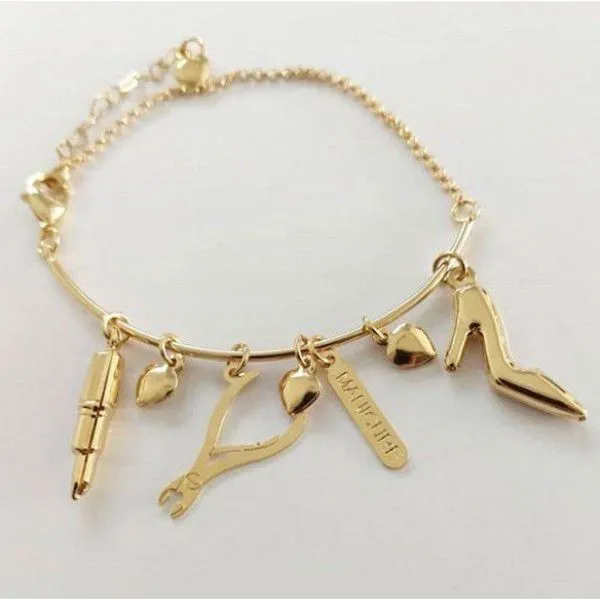 Bracelete Personalizado Profissão Pingentes Em Banho De Ouro