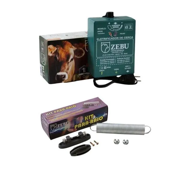 Eletrificador Cerca Elétrica Pequenas Propriedades 4.500m Ppcr Bivolt + Kit Para-raios - Zebu Bivolt
