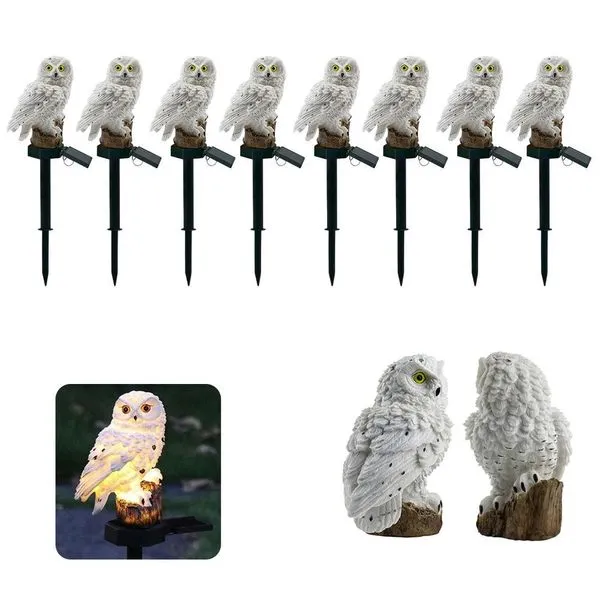 Kit 8 Corujas Luminária Solar LED SU-CORU Decoração Jardim IP65 Branco Leva Pro Pet Kit 8 Corujas Luminária Solar LED SU-CORU IP65 Branco Leva Pro Pet