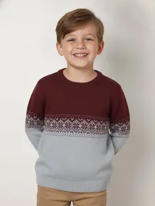 Blusão Tricot Infantil Para Menino - CINZA/BORDO 4