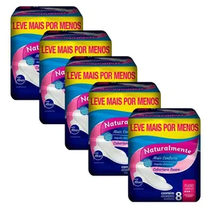 Kit 5 Absorventes Naturalmente Mais Conforto Com Abas 40 Unidades