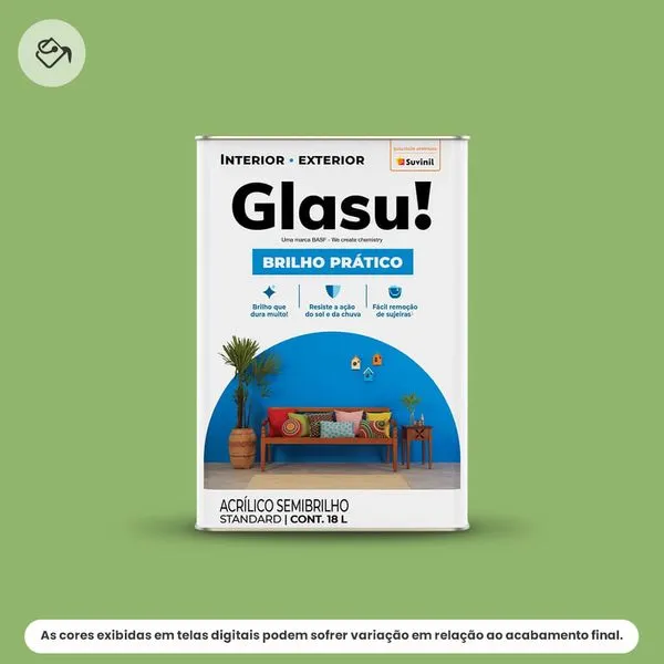 Tinta Acrílica Standard Semibrilho Glasu Suvinil 18L Brilho Prático Trevo Da Sorte (MP)