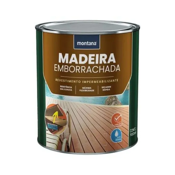 Madeira Emborrachada Cumarú 900ML para Proteção de Madeira com Acabamento Emborrachado Marrom Montana Universo do Lar Madeira Emborrachada Cumarú 900ML Ideal para Móveis, Decks e Pergolados Marrom Montana Universo