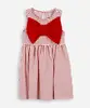 vestido infantil com laço listrado texturizado vermelho 1