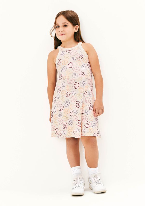 Vestido Infantil Curto Em Ribana Canelada - Creme 014