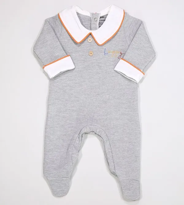 Macacão Tricot Happy - HP05 De 0 a 6 meses Cinza - M