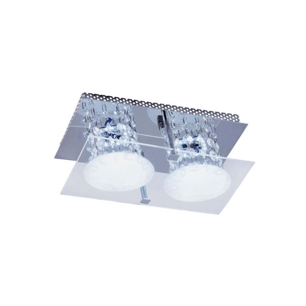 Plafon Glacial Cristal LED 15x25cm 2x10W 127V acrílico jateado com cristais Bronzearte