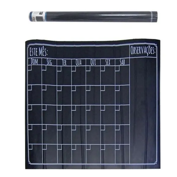 Lousa Calendário Planner Adesivo Adesivo Br 6434 Mensal e Semanal Escreve e Apaga Organizador de Atividades Lousa Calendário Planner Adesivo Adesivo Br 6434 Mensal e Semanal Escreve e Apaga Preto