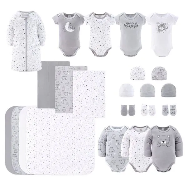 Conjunto 23 Peças Enxoval Peanutshell Recém Nascido Cinza A-BI